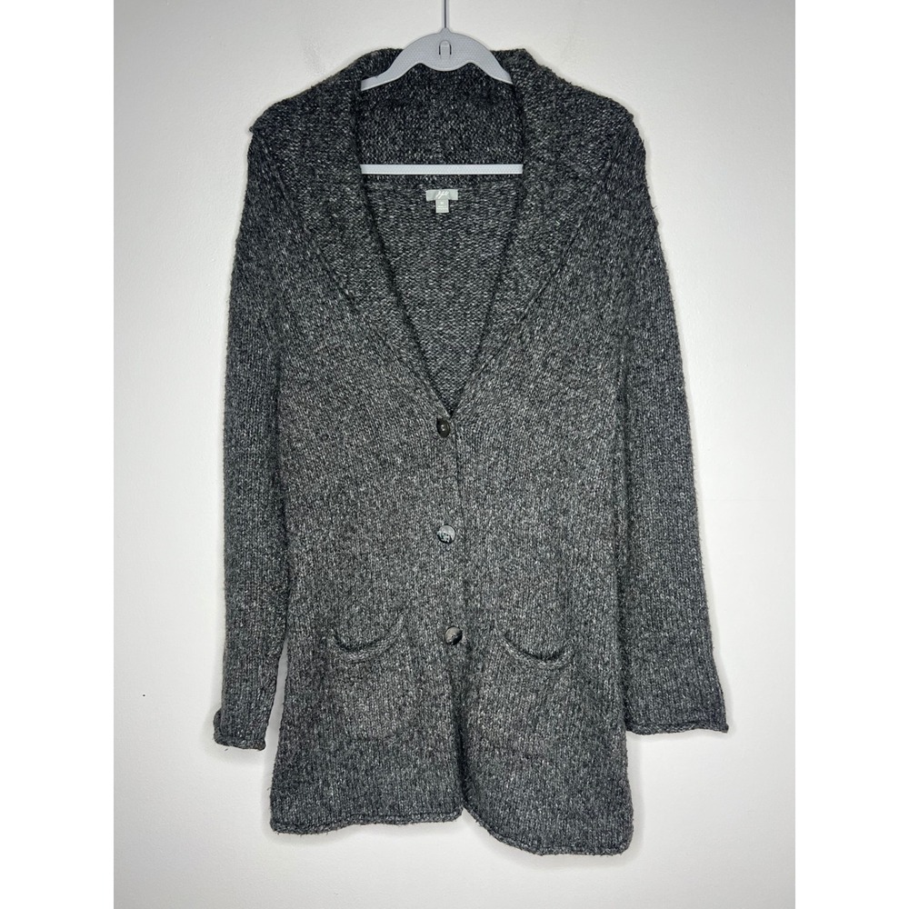 J. Jill Gray Marled Knit Shawl Collar Button Front Cardigan Sweater Women's M